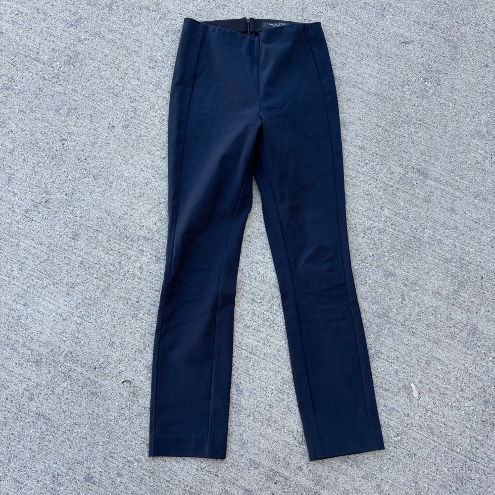 Rag & Bone Navy Blue Simone Stretch Cotton Skinny Pants Size 2 Back Zip